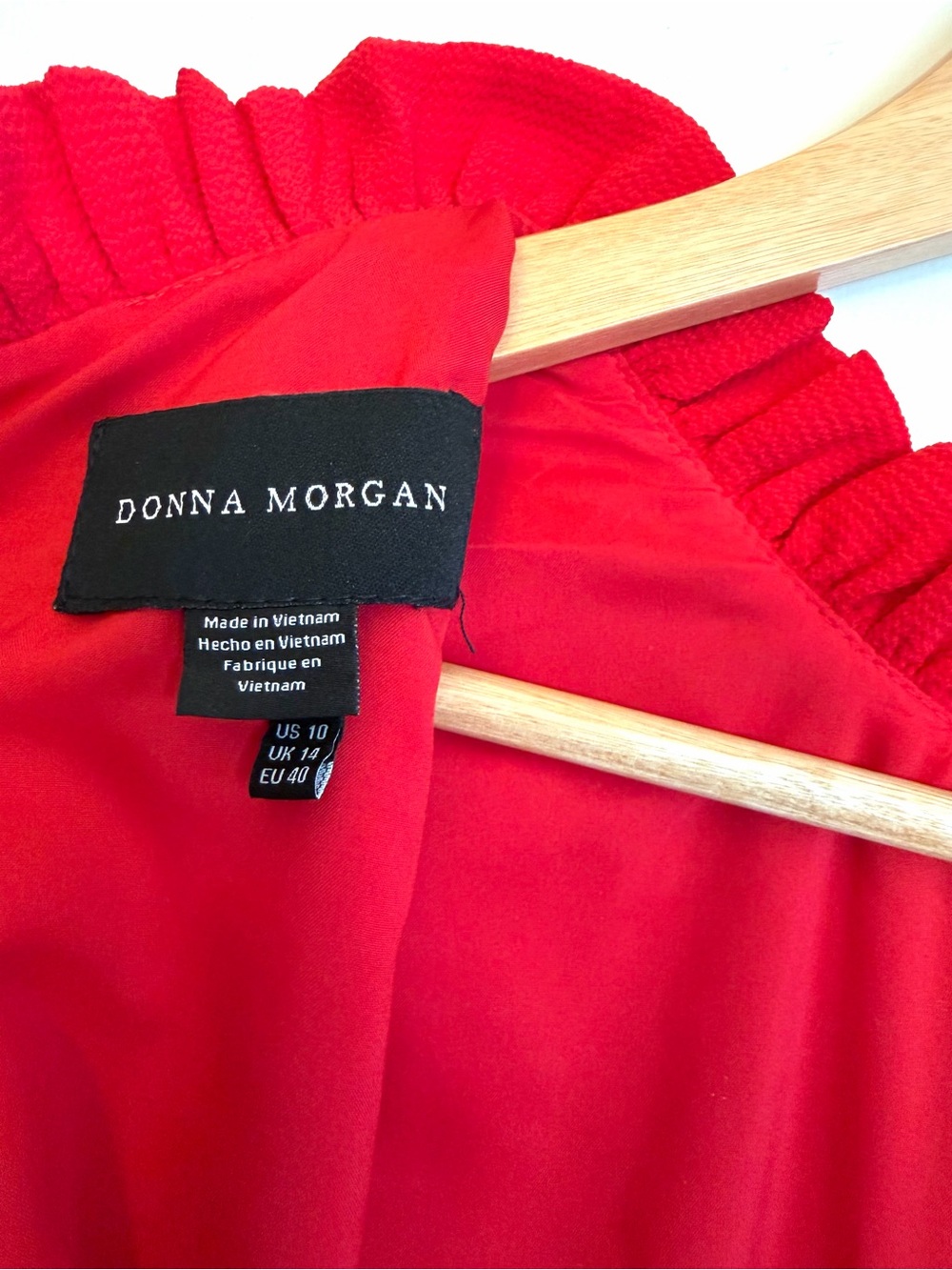 Donna Morgan Red Ruffle-Trim Long Sleeve Midi Dress - Picture 6 of 6